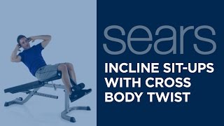 Incline Sit-ups with Cross Body Twist