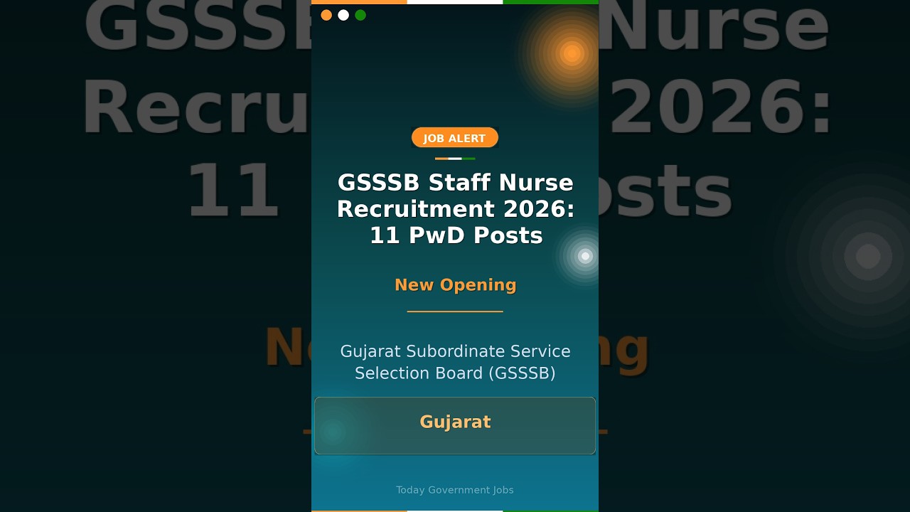 GSSSB Staff Nurse Recruitment 2026: 11 PwD Posts