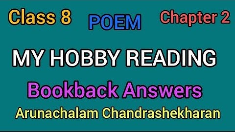 8th English | chapter 2 poem | my hobby reading |  bookback answers