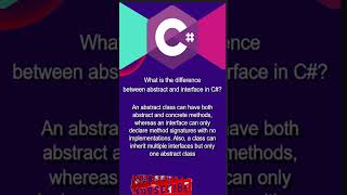 What is the difference between abstract and interface in C#? #tech #interview #job #csharp #trending