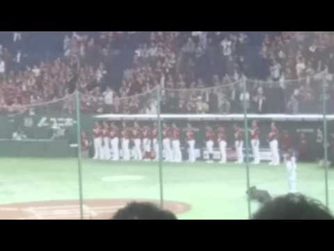 4月25日楽天対ロッテ 試合前May.j国歌斉唱