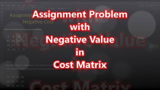 Assignment Problem with Negative Value in Cost Matrix