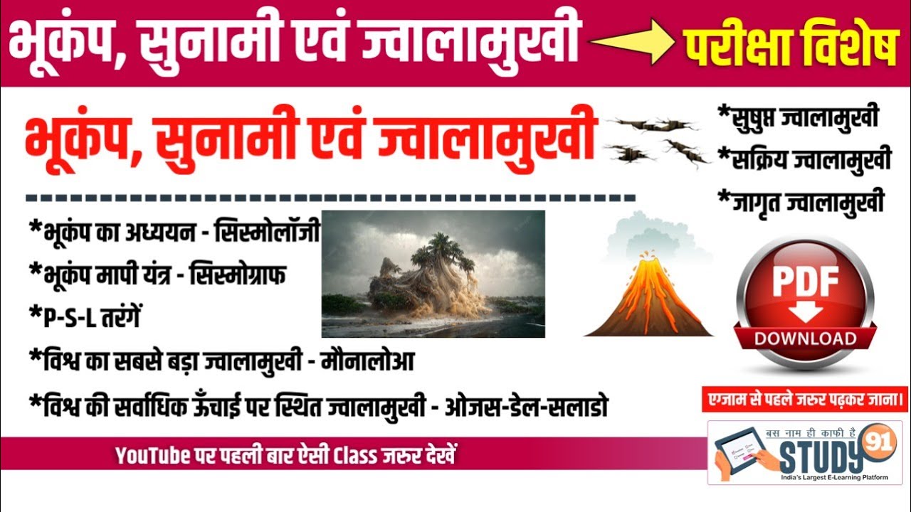 भूकम्प, सुनामी एवं ज्वालामुखी Bhukamp, Sunami Evm Jwalamukhi Geography By Amresh Sir