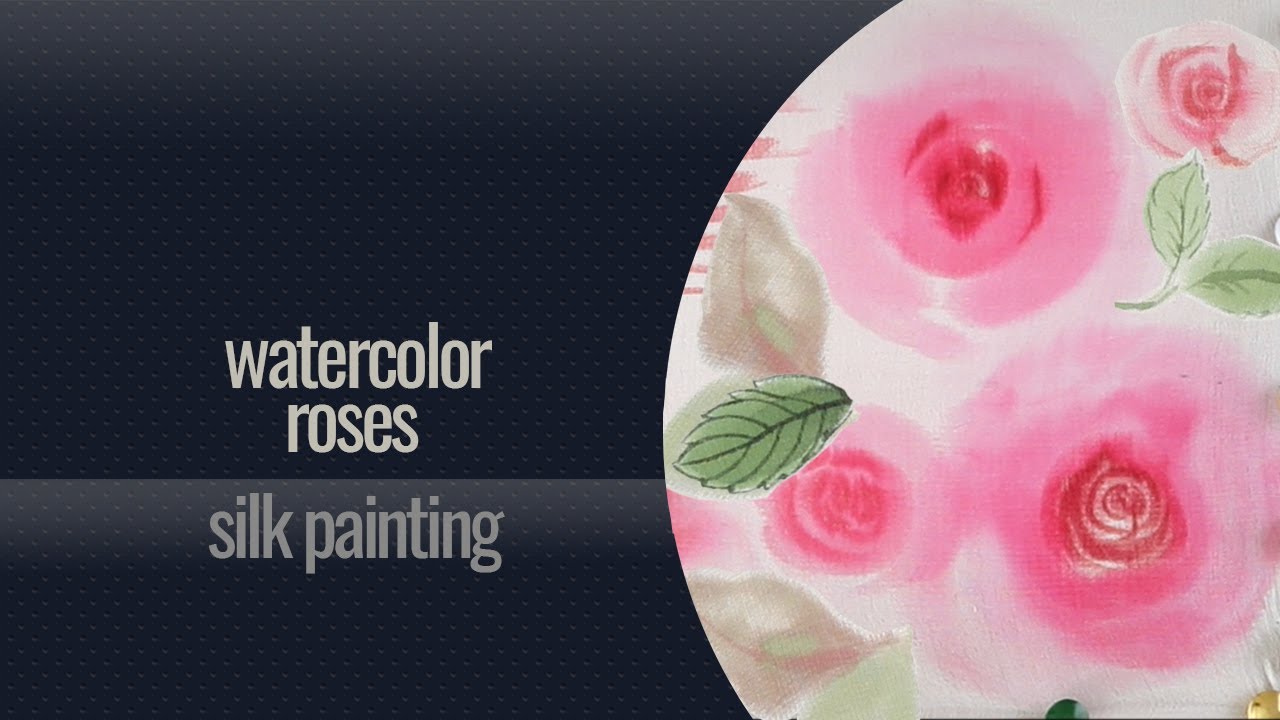 Painting a Watercolor ROSE on Silk. Controlling the Wetness of the Brush