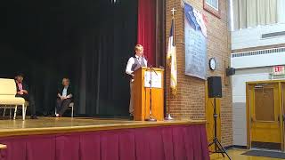 Aden delivering his salutatorian speech at his 8th grade graduation.