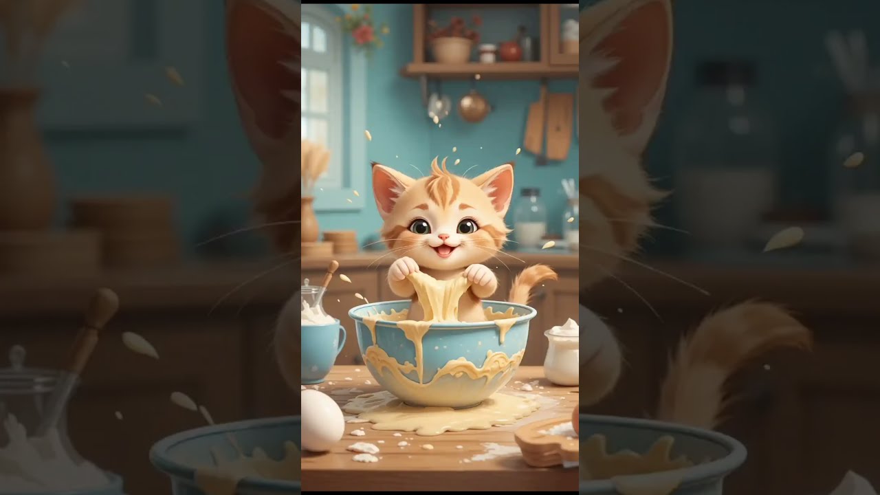 Kitten Cooking The Favourite Dish Of His Parents