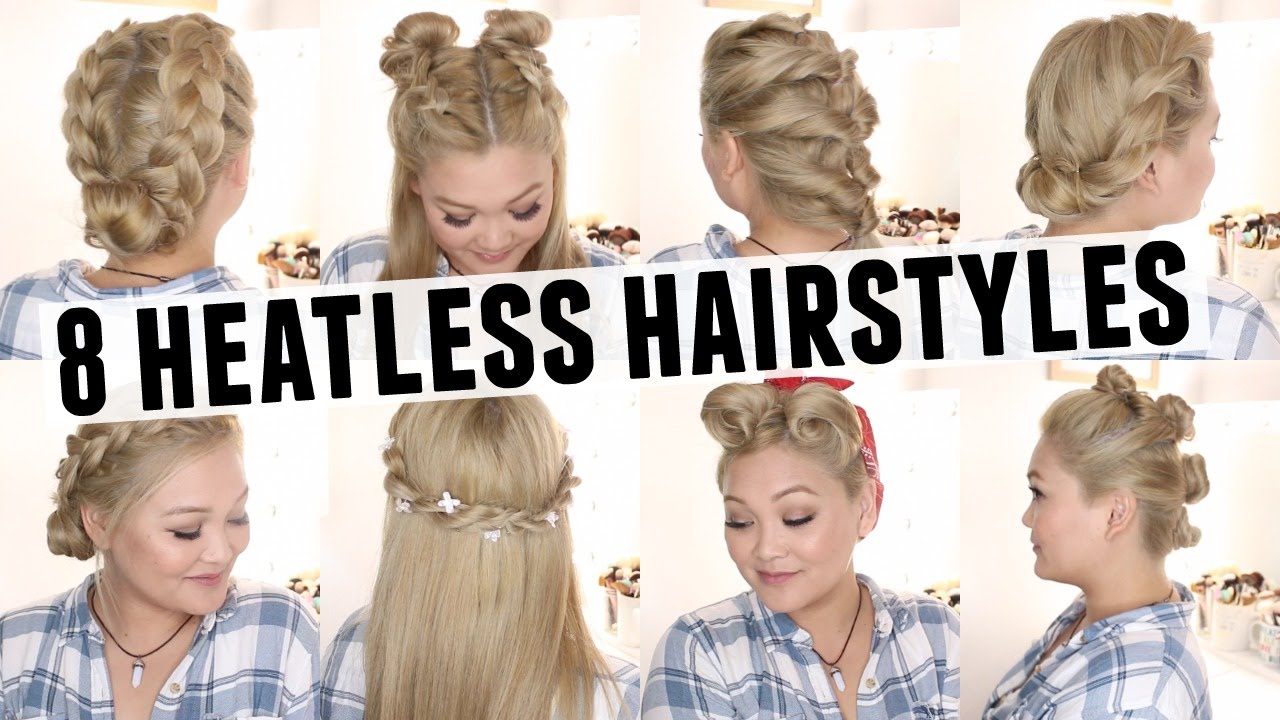8 Heatless Hairstyles - YouTube