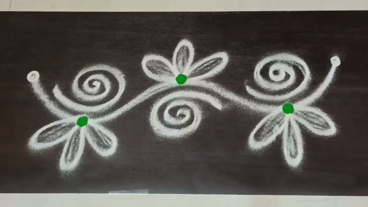 5 Border rangoli designs#rangoli#yt #sideborders#easy#muggulu#trending @easymaderangolicreations