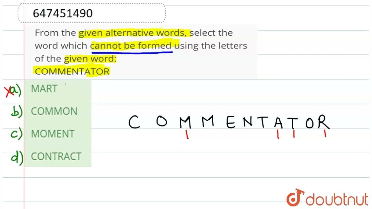 From The Given Alternative Words Select The Word Which Cannot Be from-the-given-alternative-words-select-the-word-which-cannot-be