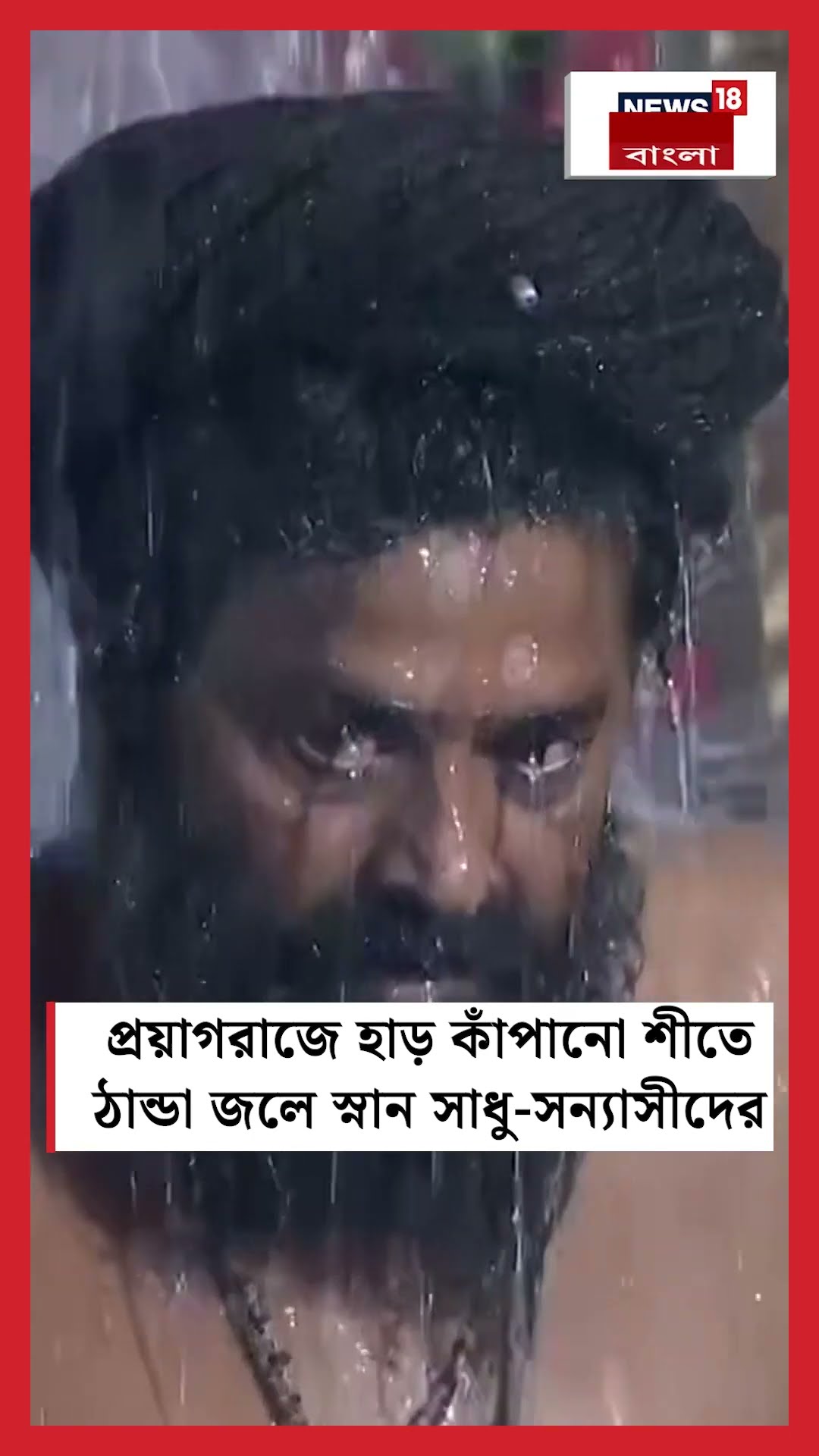 Prayagraj এ হাড় কাঁপানো শীতে ঠান্ডা জলে স্নান সাধু-সন্যাসীদের | N18S #shorts