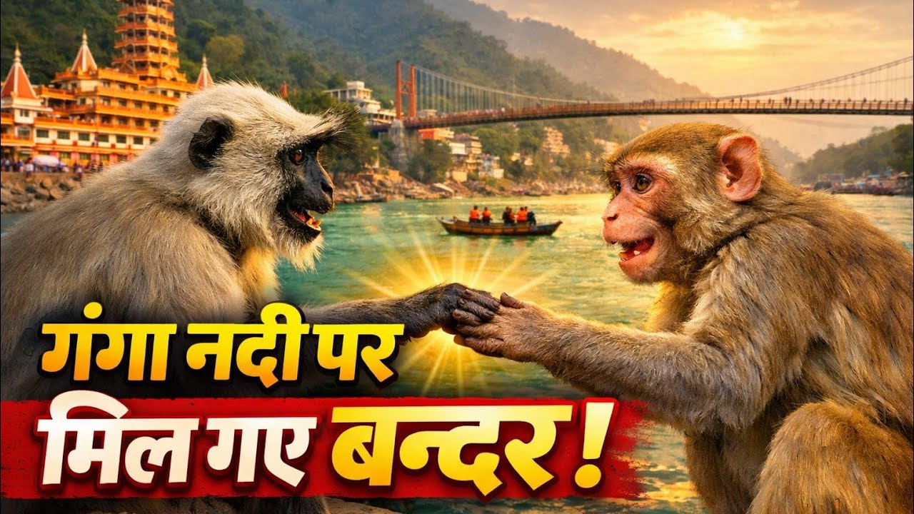 Ganga nadi par mil gaye itne saare bandar