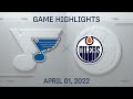 NHL Highlights | Blues vs. Oilers - Apr. 1, 2022