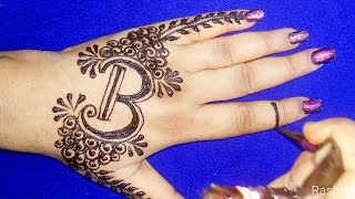 DIY 'B' Letter henna tattoo || Alphabet 'B' Letter mehndi design for hand by Rashmi seth