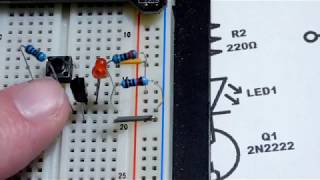 Transistor circuit 1 NPN BJT 2N2222 switch for beginner DIY electronics hobbyists