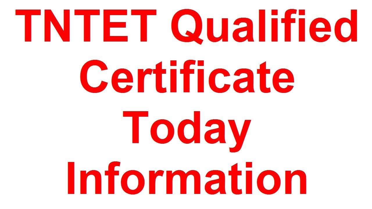 TNTET Qualified Certificate Today Information