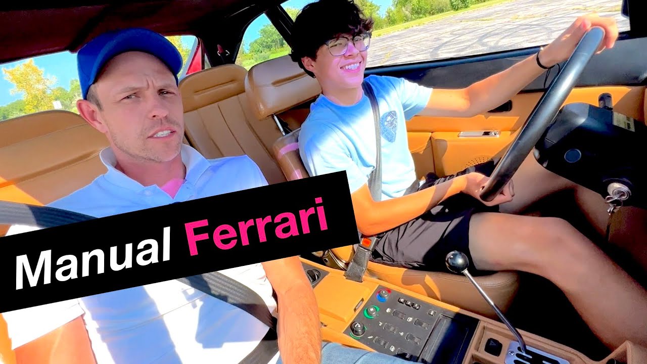 FIRST Manual Transmission lesson 16 year old in vintage Ferrari! YouTube