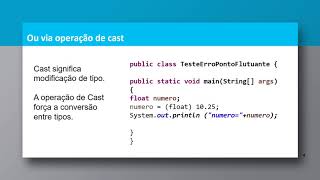 Java   aula 1C   operação de cast e o tipo String