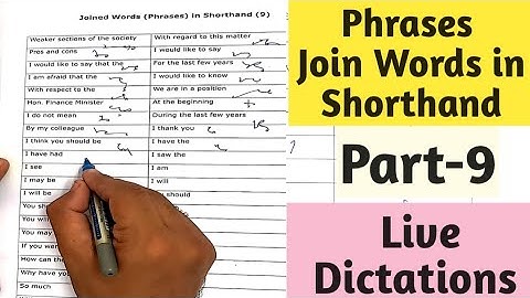 Routine Words Join (Phrases) Shorthand I part 9 I live dictations of routine use join words