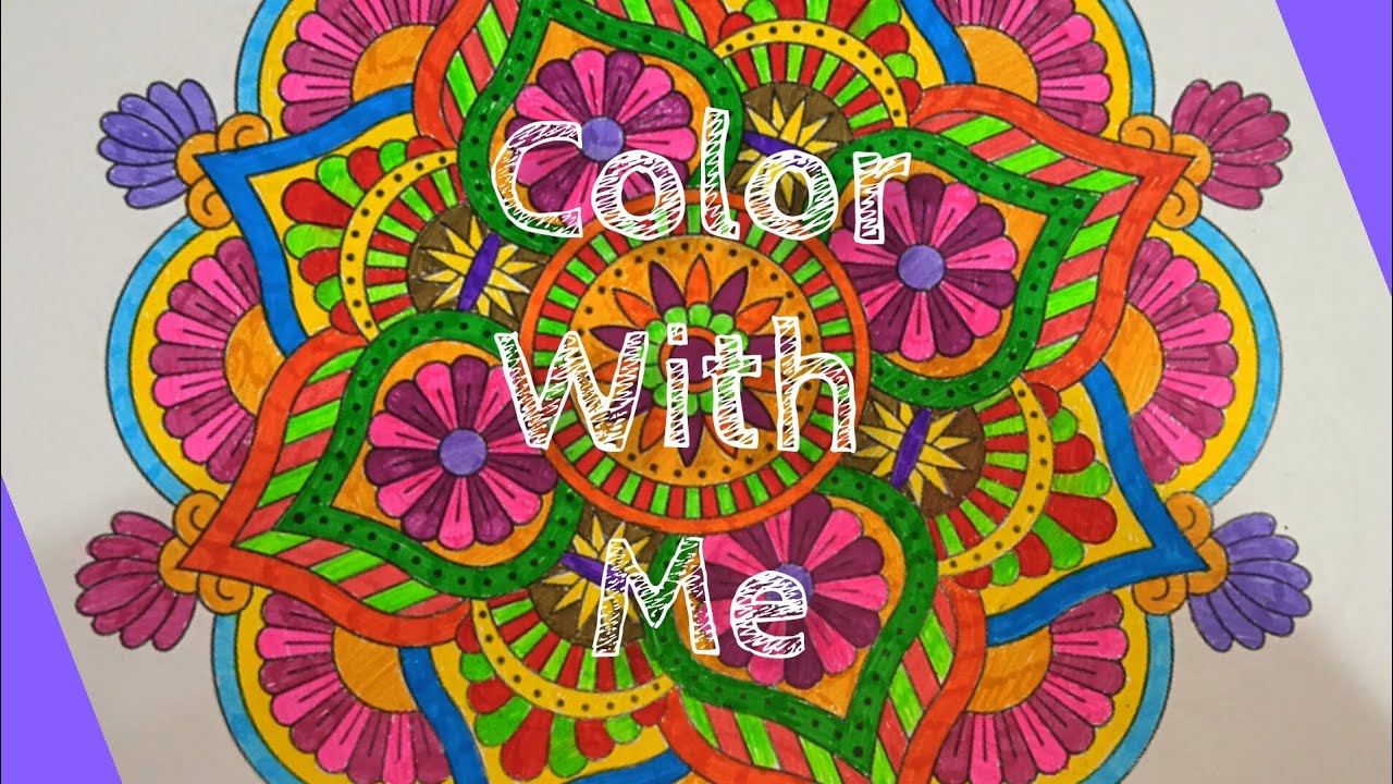 63- Color with me beautiful mandala #trending #satisfying #drawing 