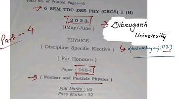 Nuclear and particle physics 2023 paper solved Dibrugarh University part:4