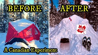 HOT TENT BURIES in SNOW & TURNS INTO AN 'IGLOO'  ONLY IN CANADA WOULD THIS HAPPEN!!