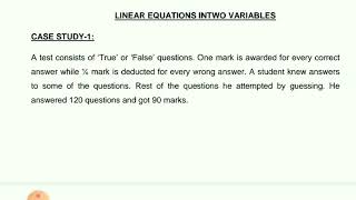 case study 1 linear equations in two variables A test consists of true and false questions. Wealth