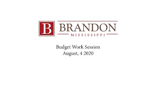 Budget Work Session  - August 4, 2020