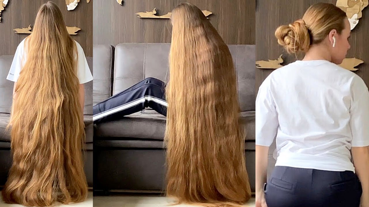 RealRapunzels Extreme Calf Length Hair Play in Sofa (preview) YouTube