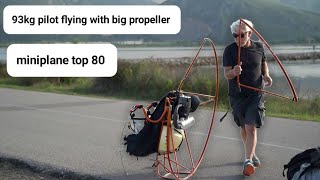 paramotor miniplane top 80  take off with 130cm prop (93kg pilot)