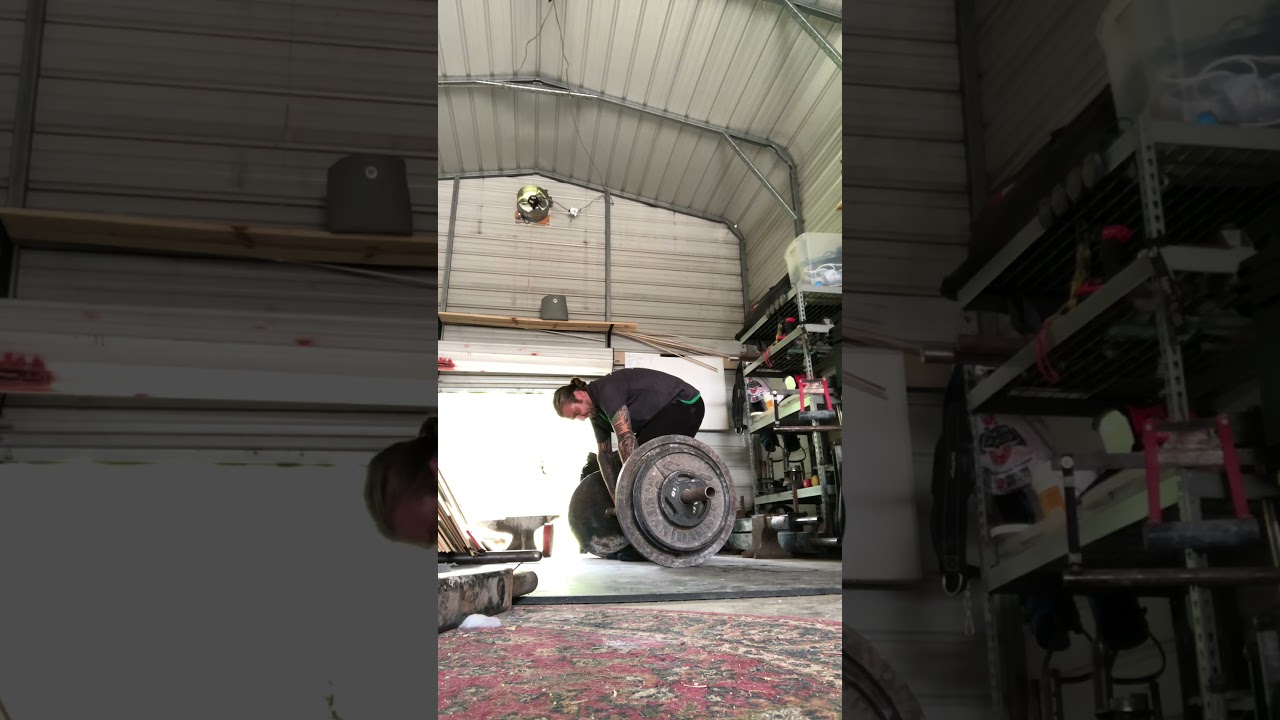 197.3 kg / 435 lb double overhand axle deadlift on Ironmind bar