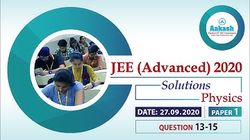 JEE Advanced 2020 SOLUTIONS PHYSICS PAPER 1 Q 13 to 15