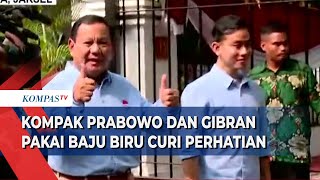 Kompak !!! Prabowo dan Gibran Pakai Baju Biru Curi Perhatian