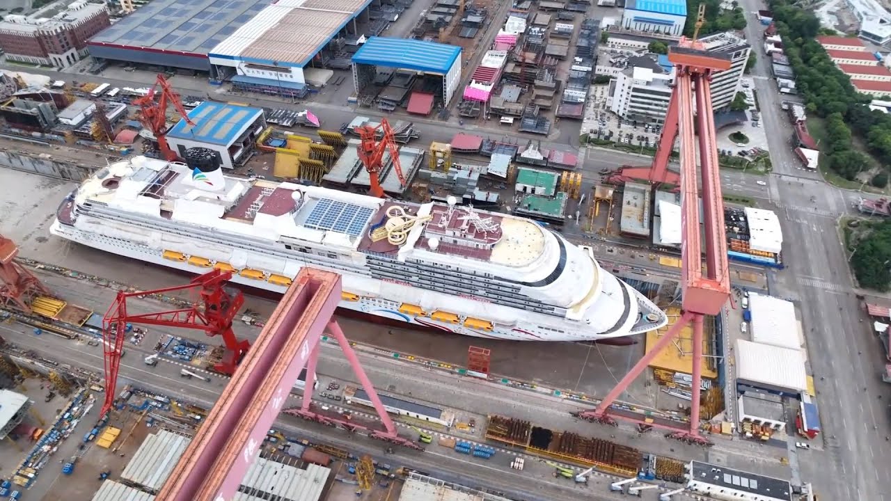 China's first home-grown cruise ship undocked in Shanghai - YouTube