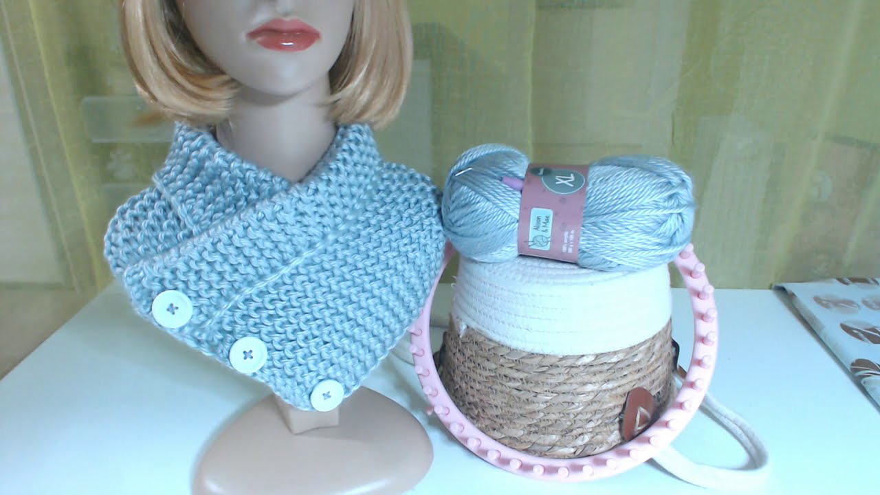 TUTO FACILE TOUR DU COU AU TRICOTIN COL EN V // EASY TUTORIAL ON THE NECK IN V-NECK LOOM KNIT