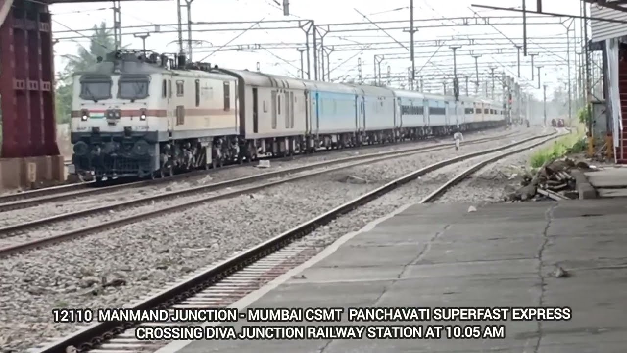 12110 - PANCHAVATI EXPRESS पंचवटी एक्सप्रेस CROSSING DIVA RAILWAY STATION 