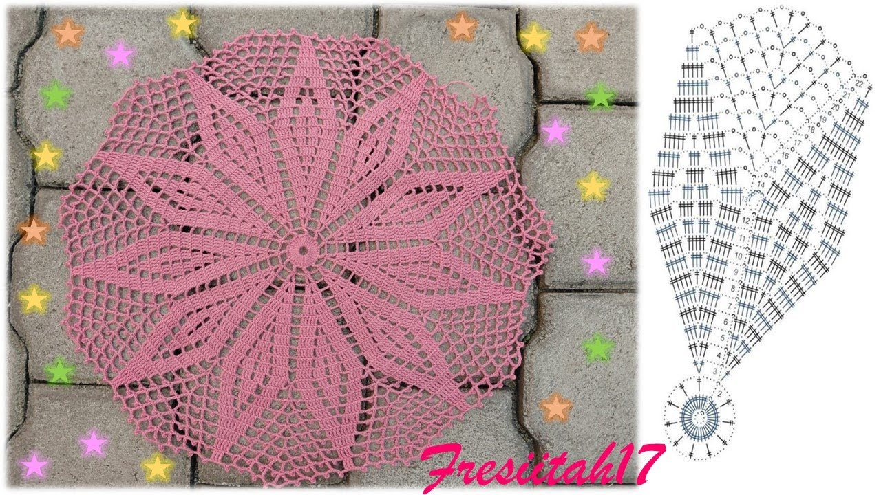 Tapete tejido a crochet con varetas dobles - 22 hileras (diámetro aproximado 65 cm)