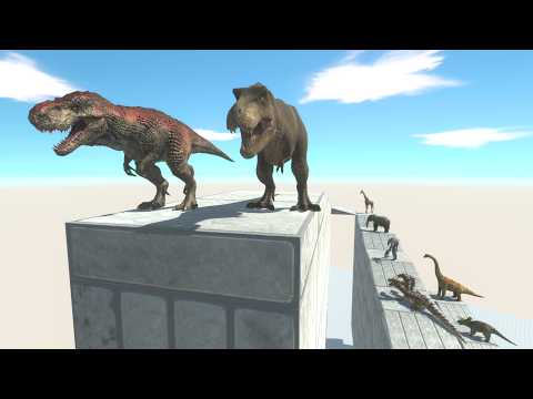 Dinosaur Deathrun: T-Rex & Rexy vs The Giant Wall Challenge!