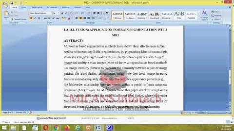 HIGH-ORDER FEATURE LEARNING FOR MULTI-ATLAS BASED LABEL FUSION-IEEE CSE PROJECT 2020-2021