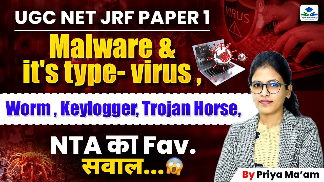 Malware | Virus, Worm, Trozon Horse | UGC NET Paper 1 ICT | UGC NET ICT PYQs | UGC NET by Priya Mam