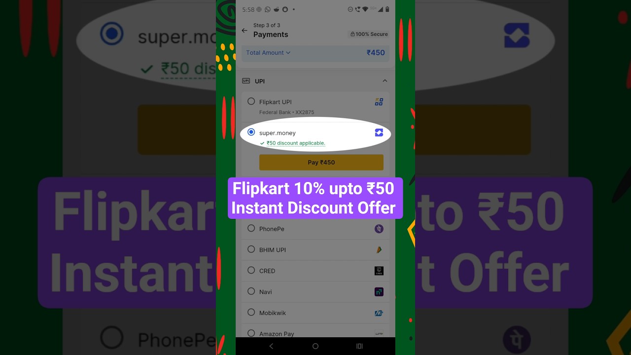 Flipkart 10% upto ₹50 Instant Discount Offer 