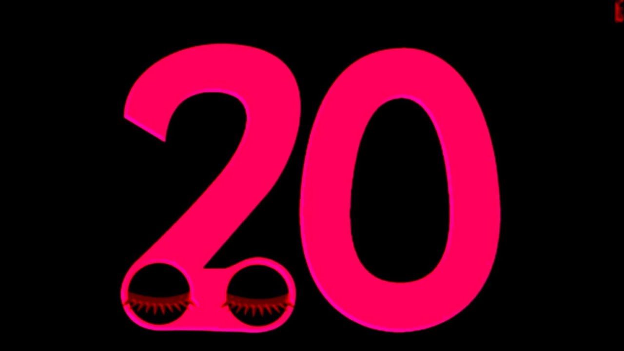 Endless Numbers Count 20, Bevel Effect, Inversion Effect, Red Color ...