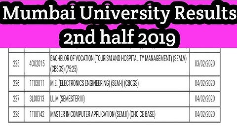 Mumbai University Results || 2nd half 2019 || M.E , LLM , MCA