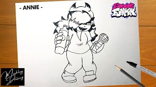 How to Draw ANNIE from Friday Night Funkin Mod - ANNIE FNF Drawing