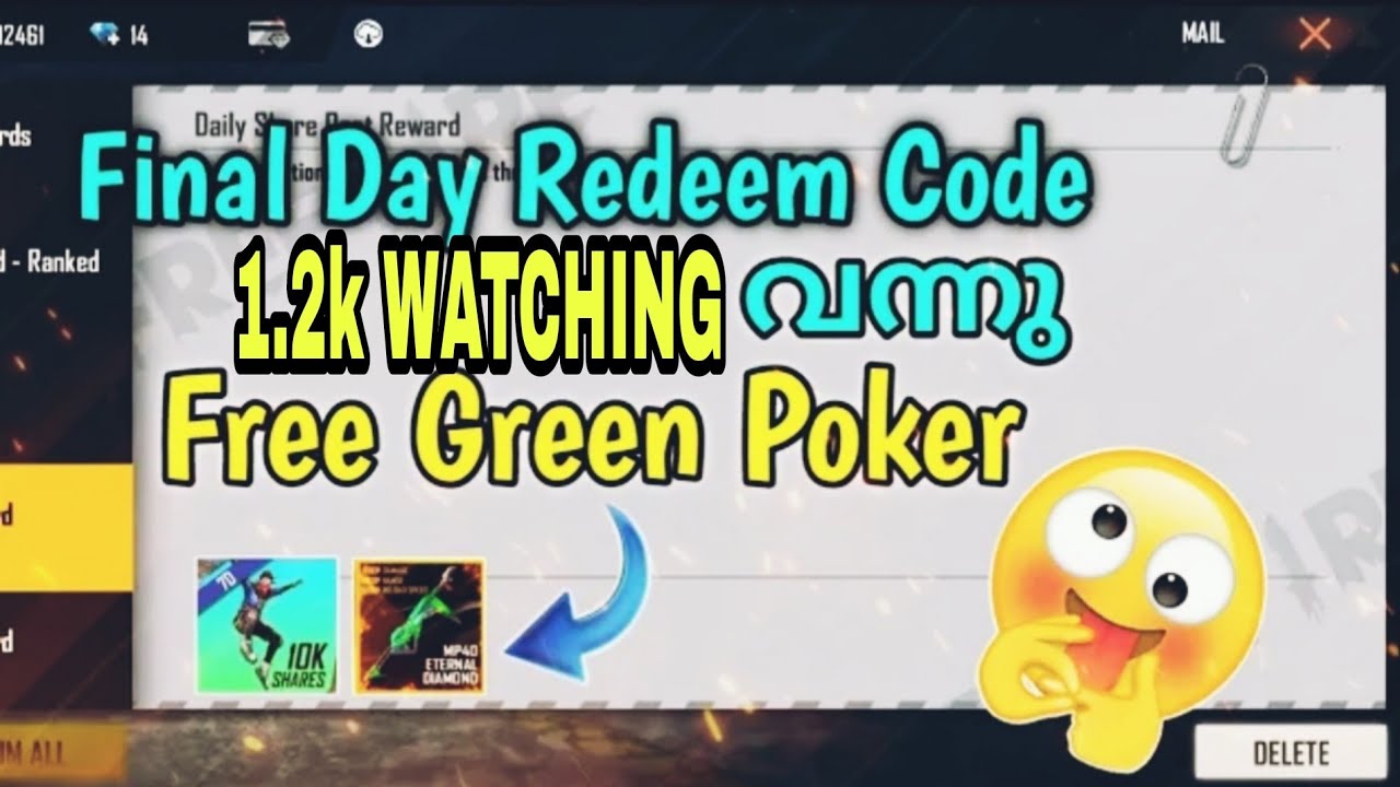 FREE GREEN POKER MP40 GUN SKIN IN MALAYALAM  