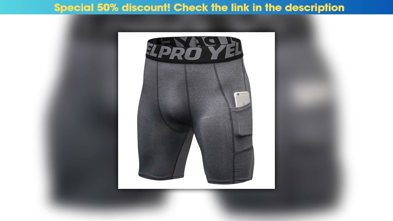 Deal New With Pocket Mens Compression Quick Dry Short Leggings Running Tights Gym Fitness Sport Sho