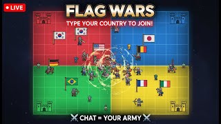 🏰 FLAG WARS — Type Your Country to Battle! | Interactive Chat Game LIVE
