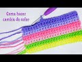 Crochet para Principiantes: Como hacer cambio de Color en filas Puntos bajos, Media Varetas, Varetas