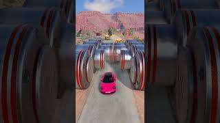 Realistic Highway Car Vs 🤯😱 Hydraulic Press - BeamNG.Drive #shortsfeed #viral #beamngcrash