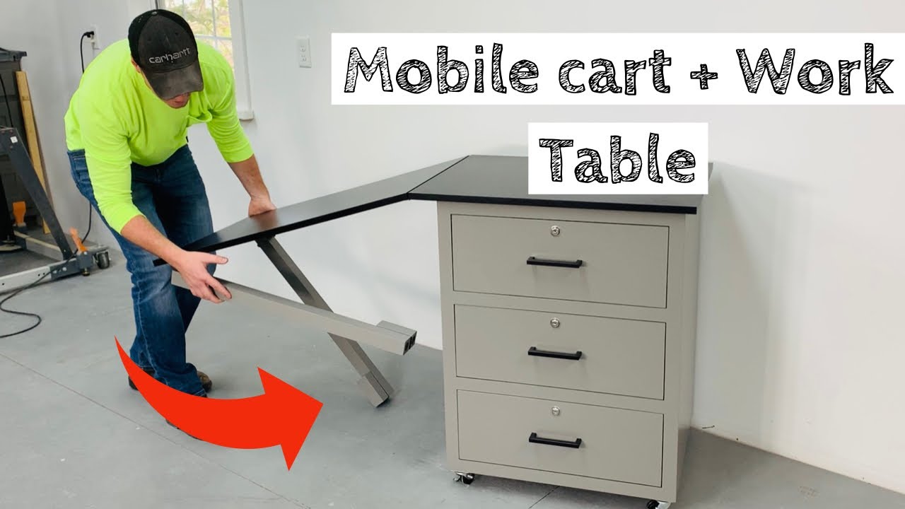 Mobile Cart with Folding Work Table Build - YouTube