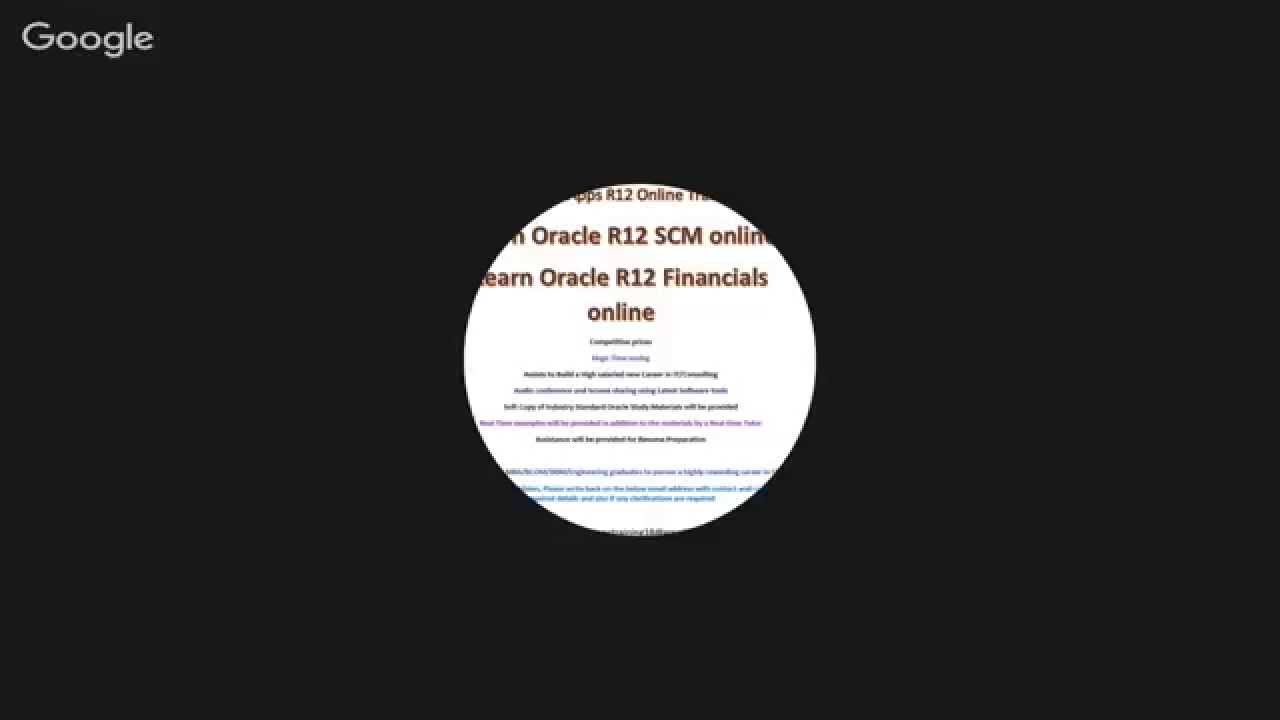 Oracle R12 Online Training - YouTube